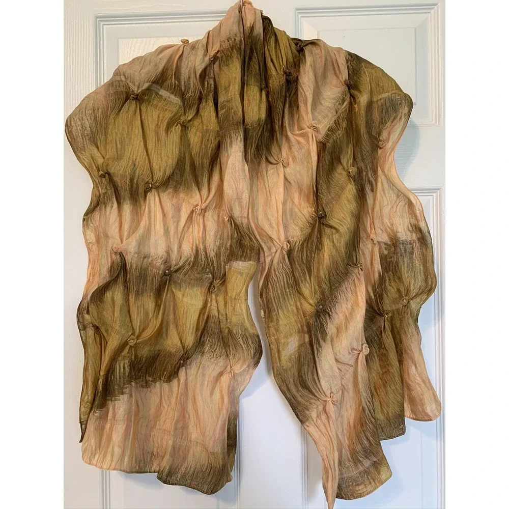 Beaded Knotted Chiffon Wrap Scarf 64